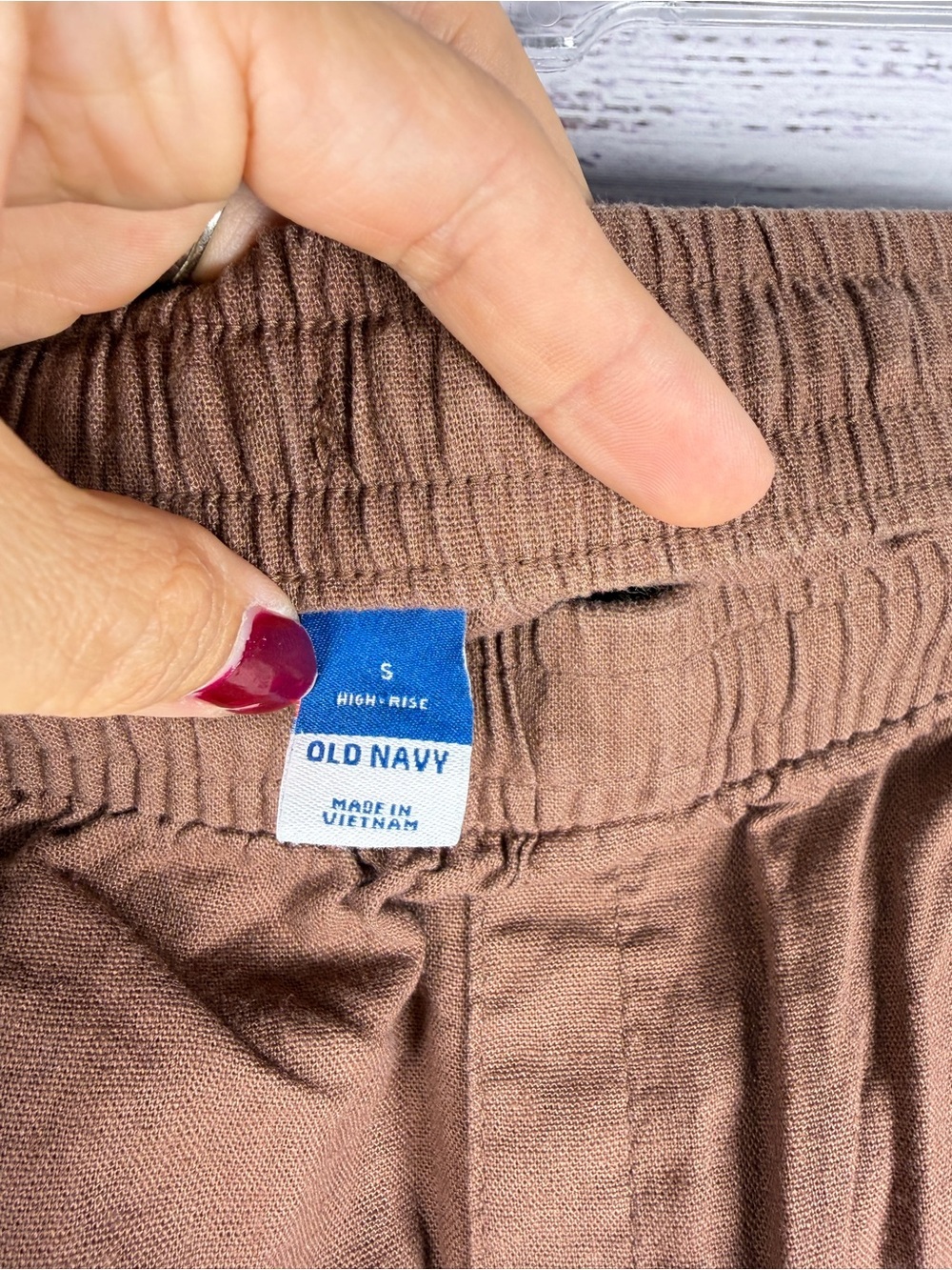 Old Navy High Rise Linen Blend Pull-On Shorts Brown Size Small - Picture 3 of 6